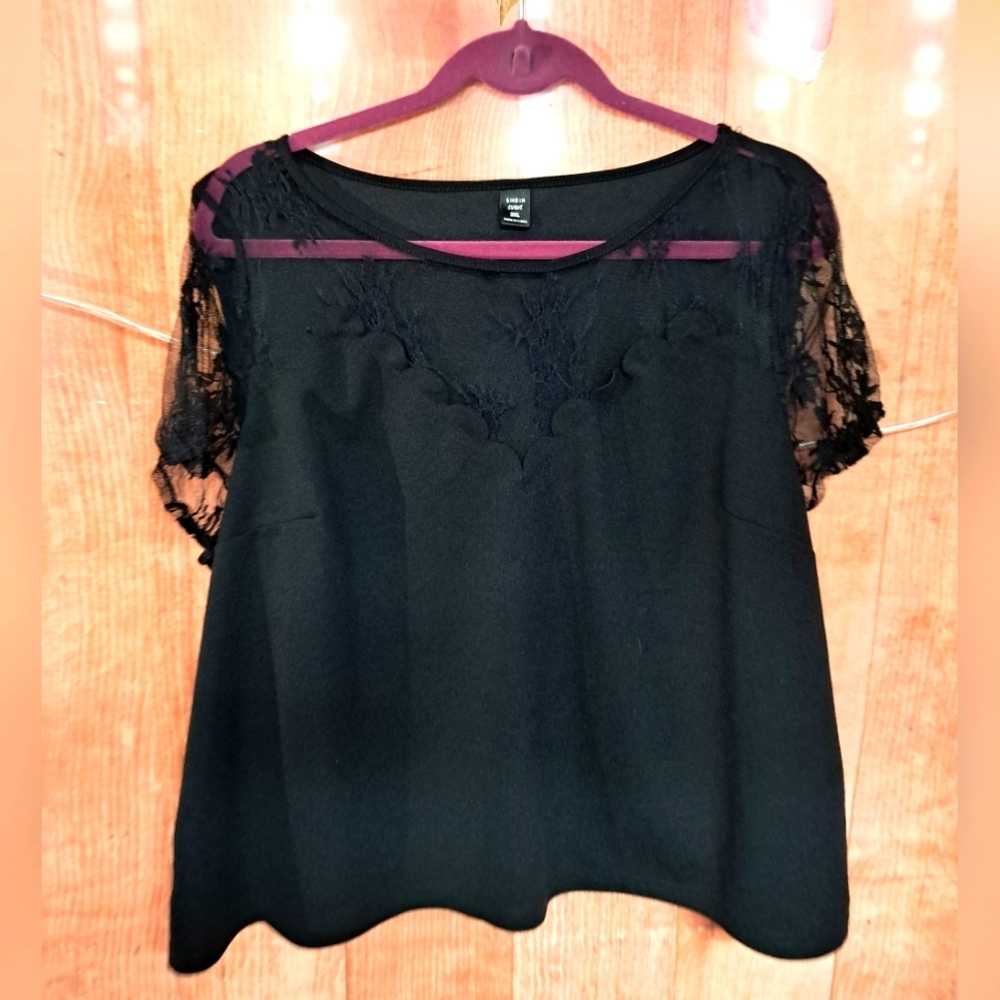 Shein Curve size 3X black blouse